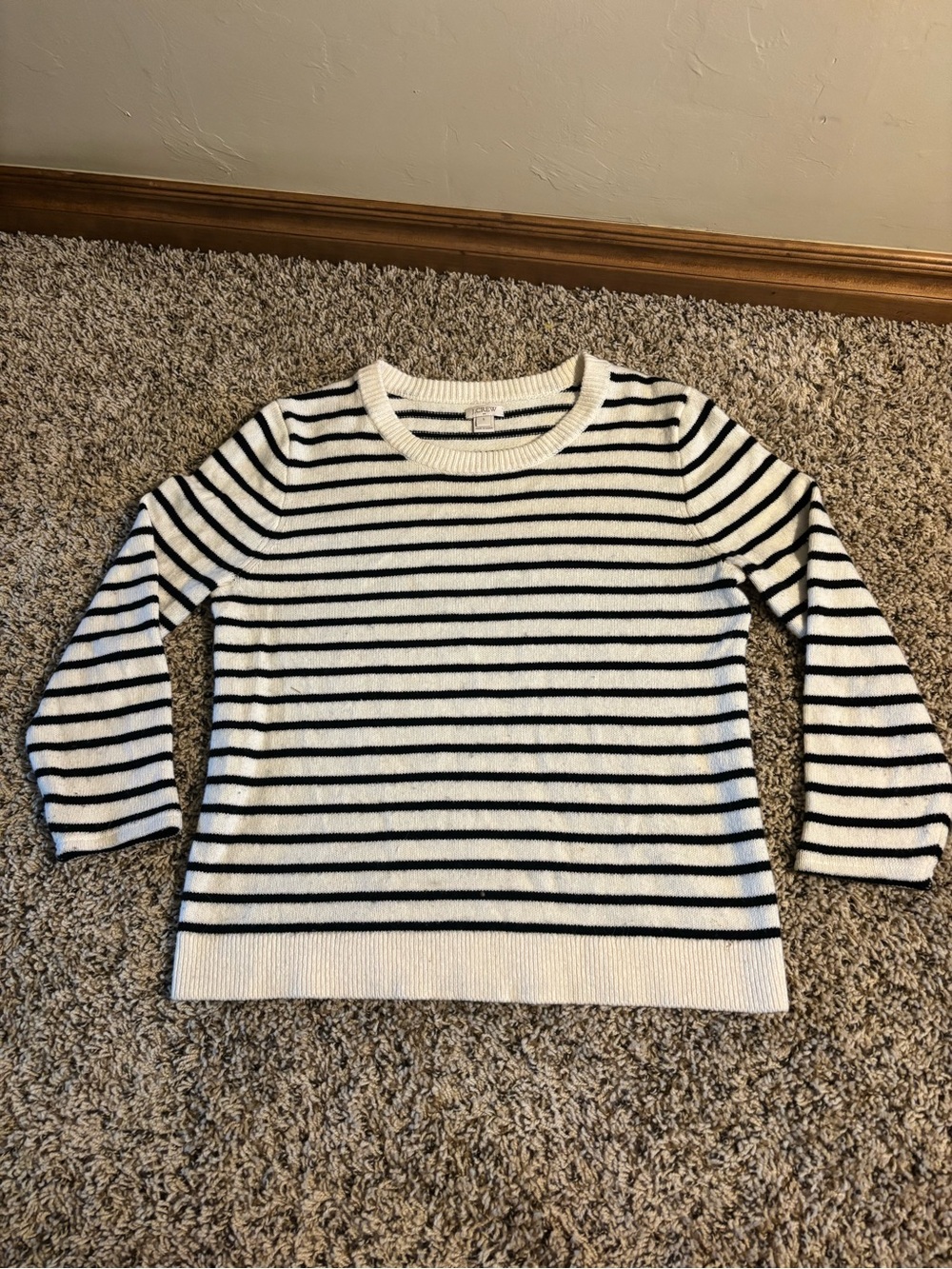 J. Crew Striped Crewneck Sweater - White & Black - Picture 1 of 4